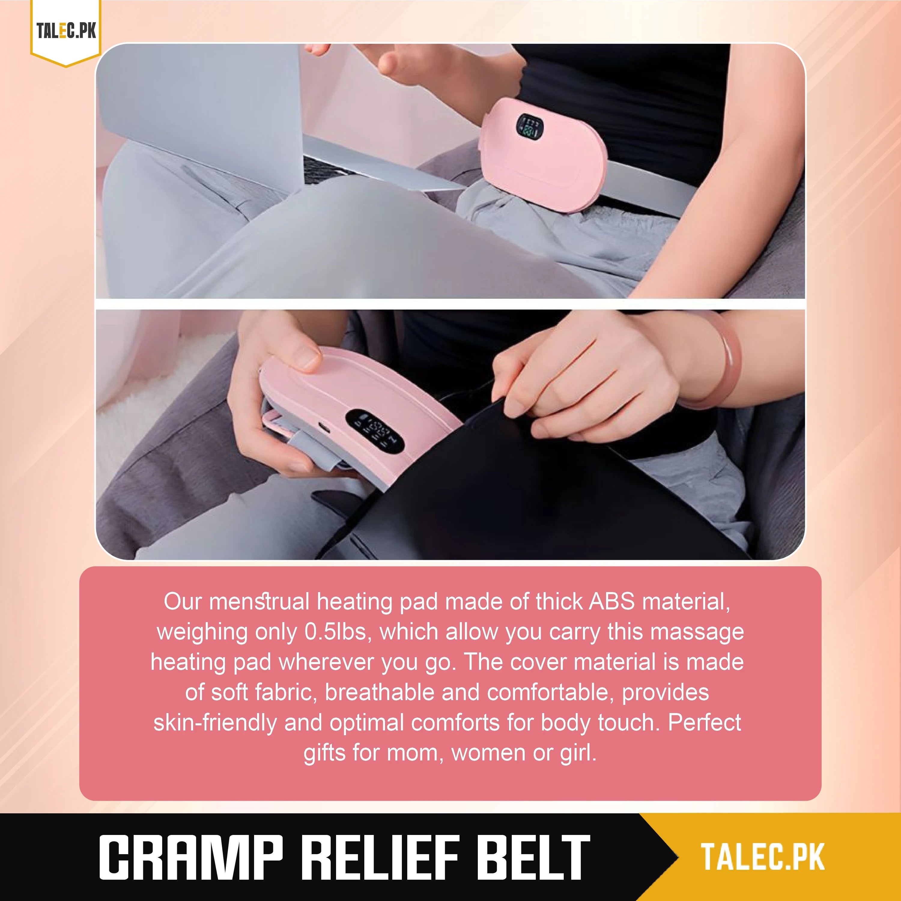 Premium Electric Heating Pad for Cramps, Period Pain & Postpartum Relief – Vibrating Massager Machine for Back, Waist & Abdomen Comfort
