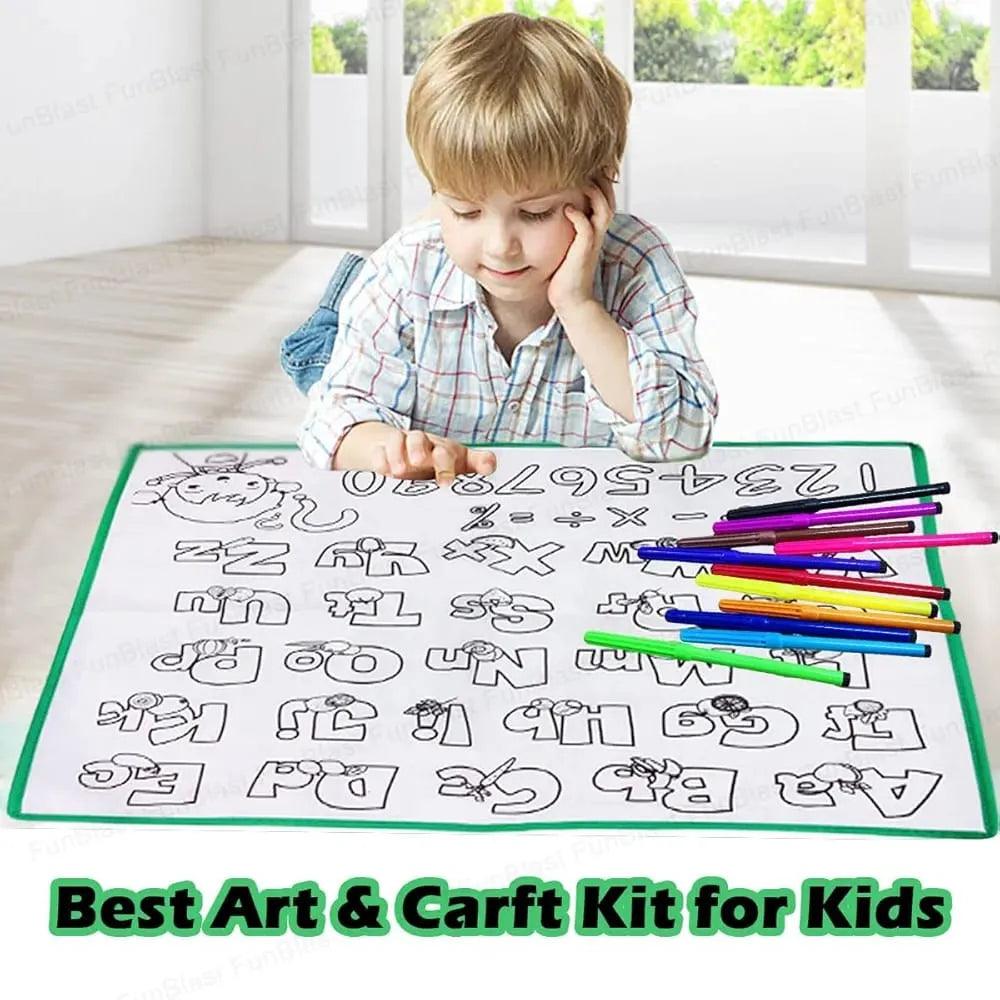 Washable ABC Doodle & Colouring Canvas Mat + Free Magic Notebook