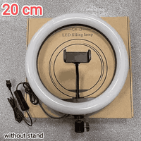 Close-up LED ring light (20cm) with phone holder for better selfies & videos.