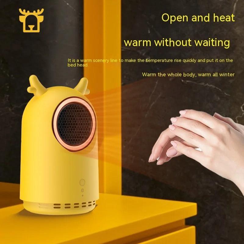 Mini desk heater, 50% off! 500 watts heats small spaces. Perfect for office or home use.