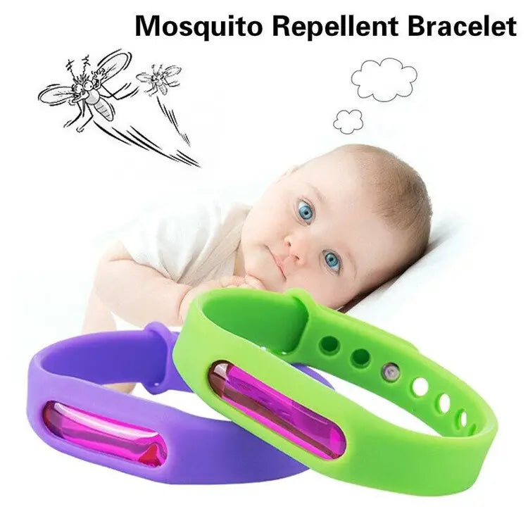 Colorful wristband repels bugs with natural oils. Safe & DEET-free. Keeps mosquitos away for playtime outdoors.