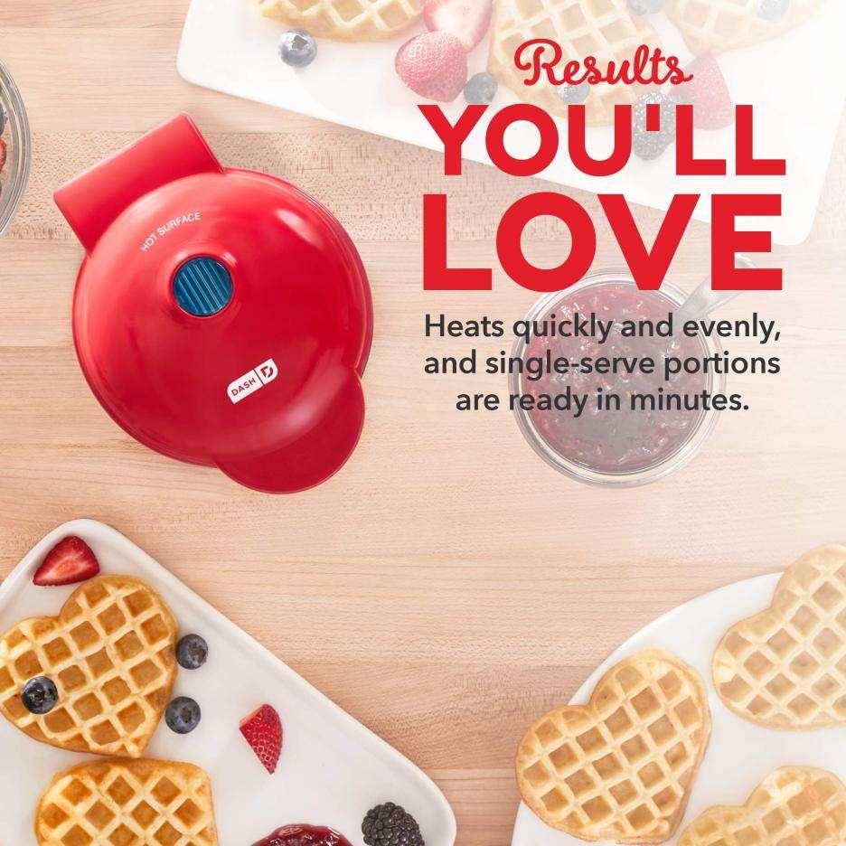 Mini waffle maker - quick & easy delicious waffles. Perfect for breakfast, snacks, or desserts. 