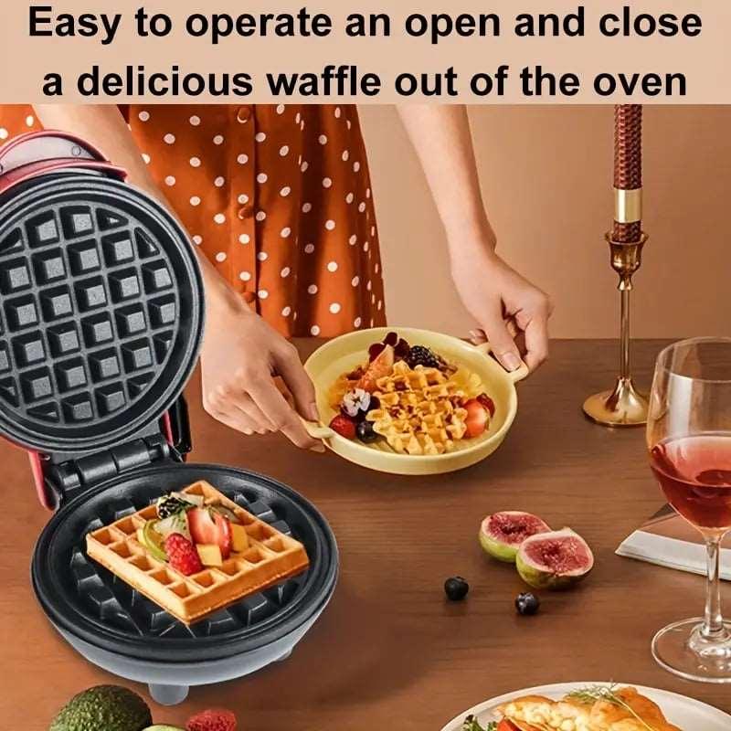 Mini waffle maker - quick & easy delicious waffles. Perfect for breakfast, snacks, or desserts. 