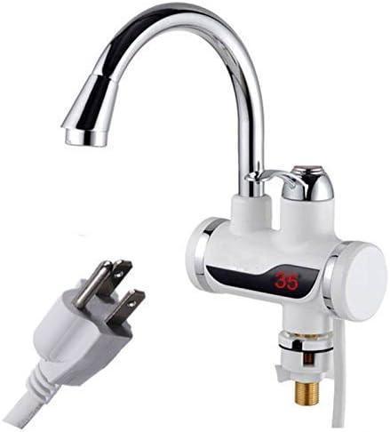 Instant hot water faucet heats water on demand.  LED display shows temp.  Great for kitchens & bathrooms.