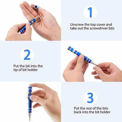 8 In 1 Screwdriver Pen Set Magnetic Tip Mini Stainless Steel Precision Screw - TALEC | Shop Dill Khol K