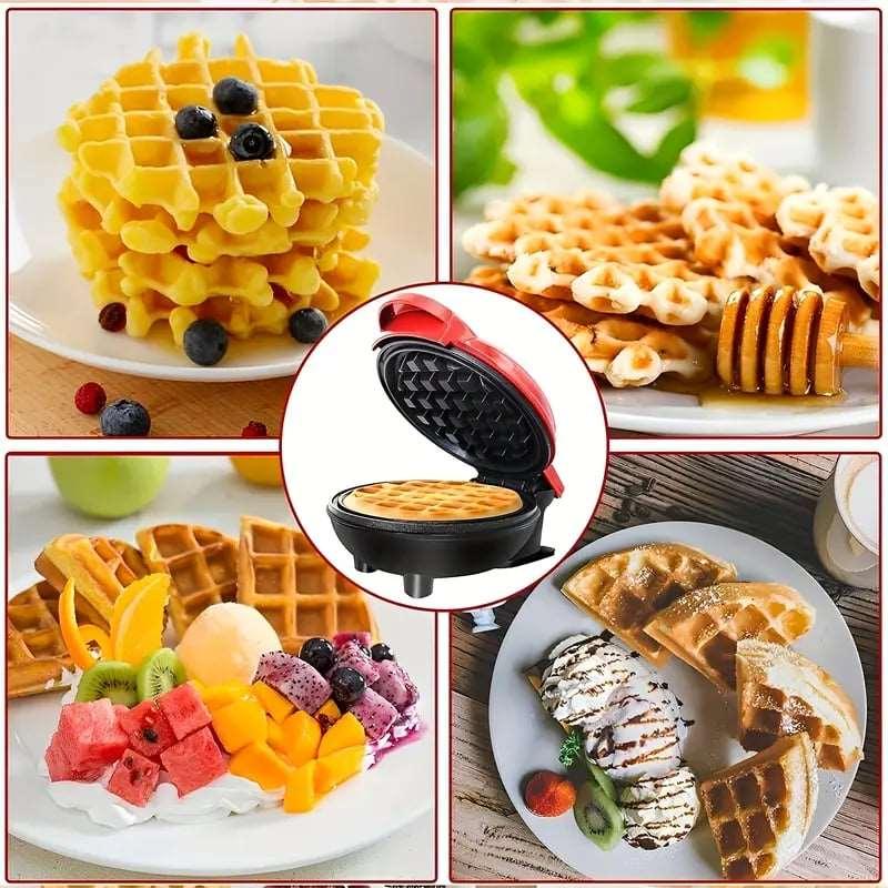 Mini waffle maker - quick & easy delicious waffles. Perfect for breakfast, snacks, or desserts. 