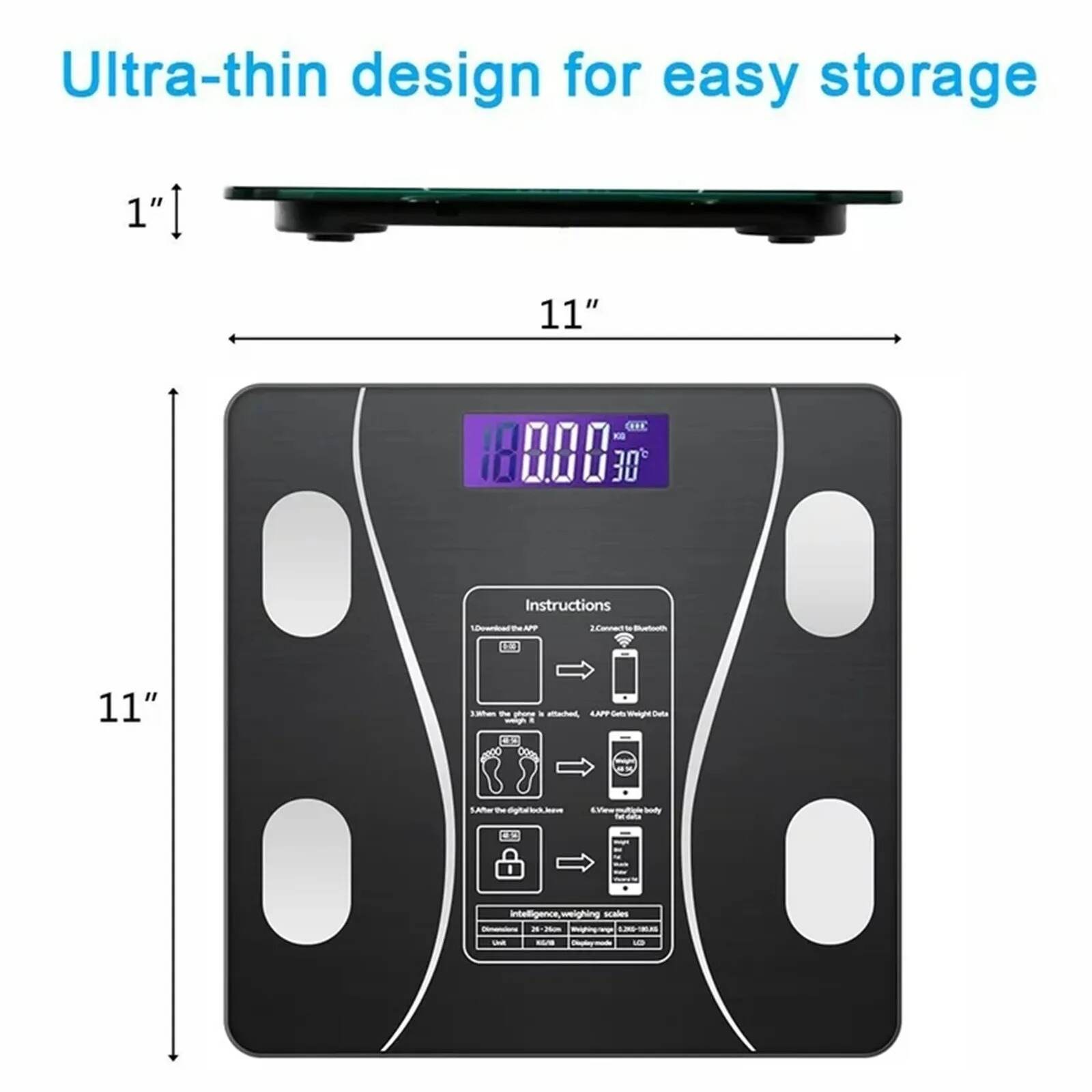 Track weight & body fat with this Bluetooth scale. Syncs to app for trends & goals. Easy to use, great for home fitness. 