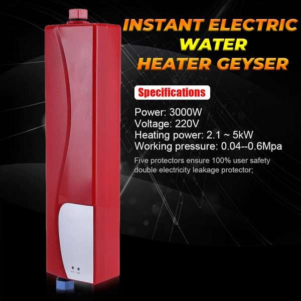 Instant Electric Tankless Hot Water Heater with LED Indicator Light