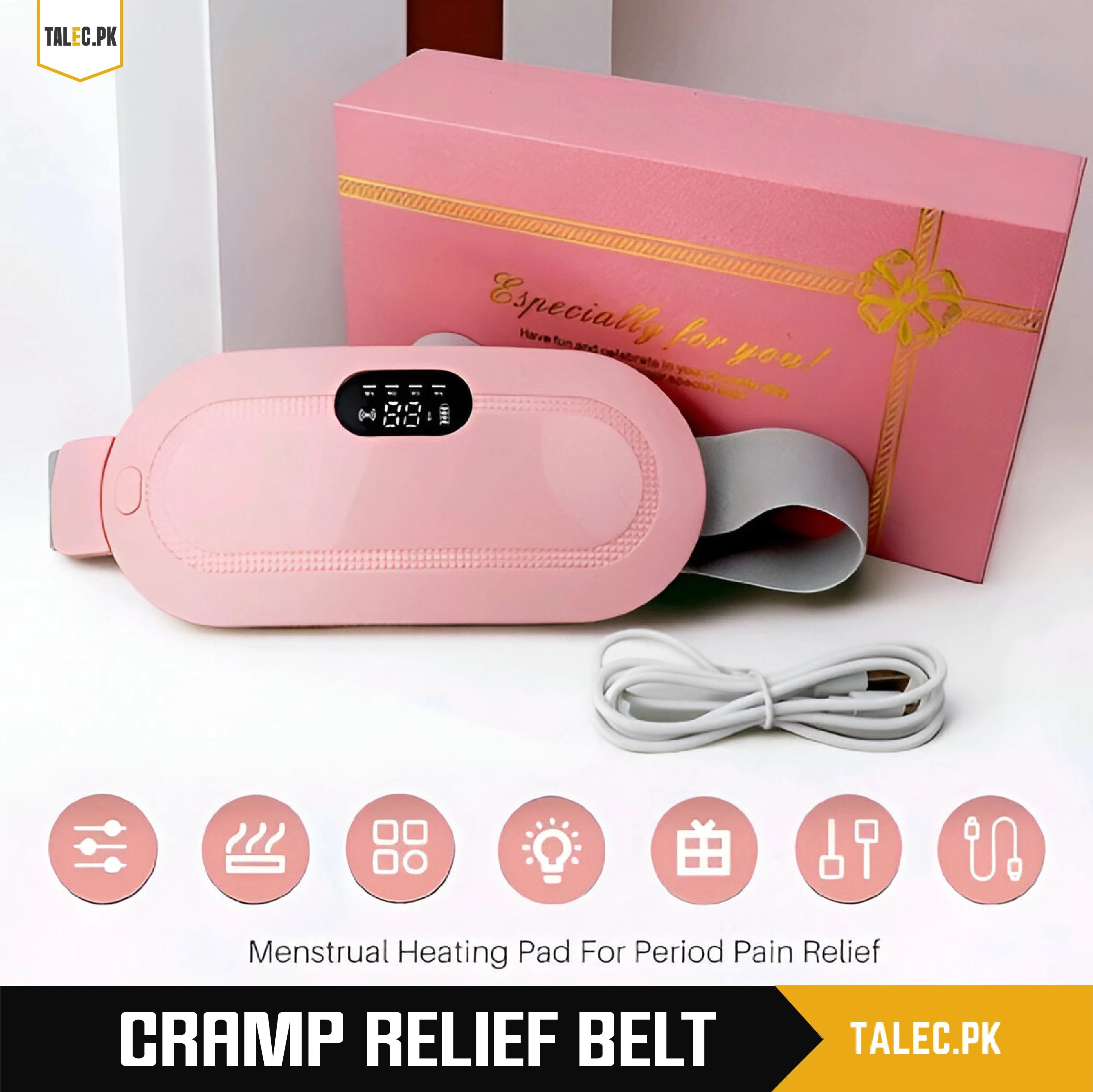 Premium Electric Heating Pad for Cramps, Period Pain & Postpartum Relief – Vibrating Massager Machine for Back, Waist & Abdomen Comfort