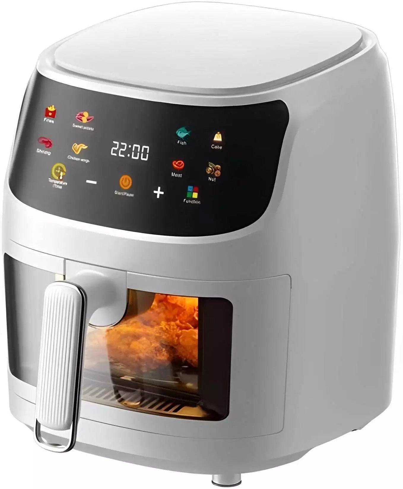  Silver Crest 8L air fryer oven. Cooks food with hot air for crispier results, uses less oil. Digital display for easy setting of temp & timer.