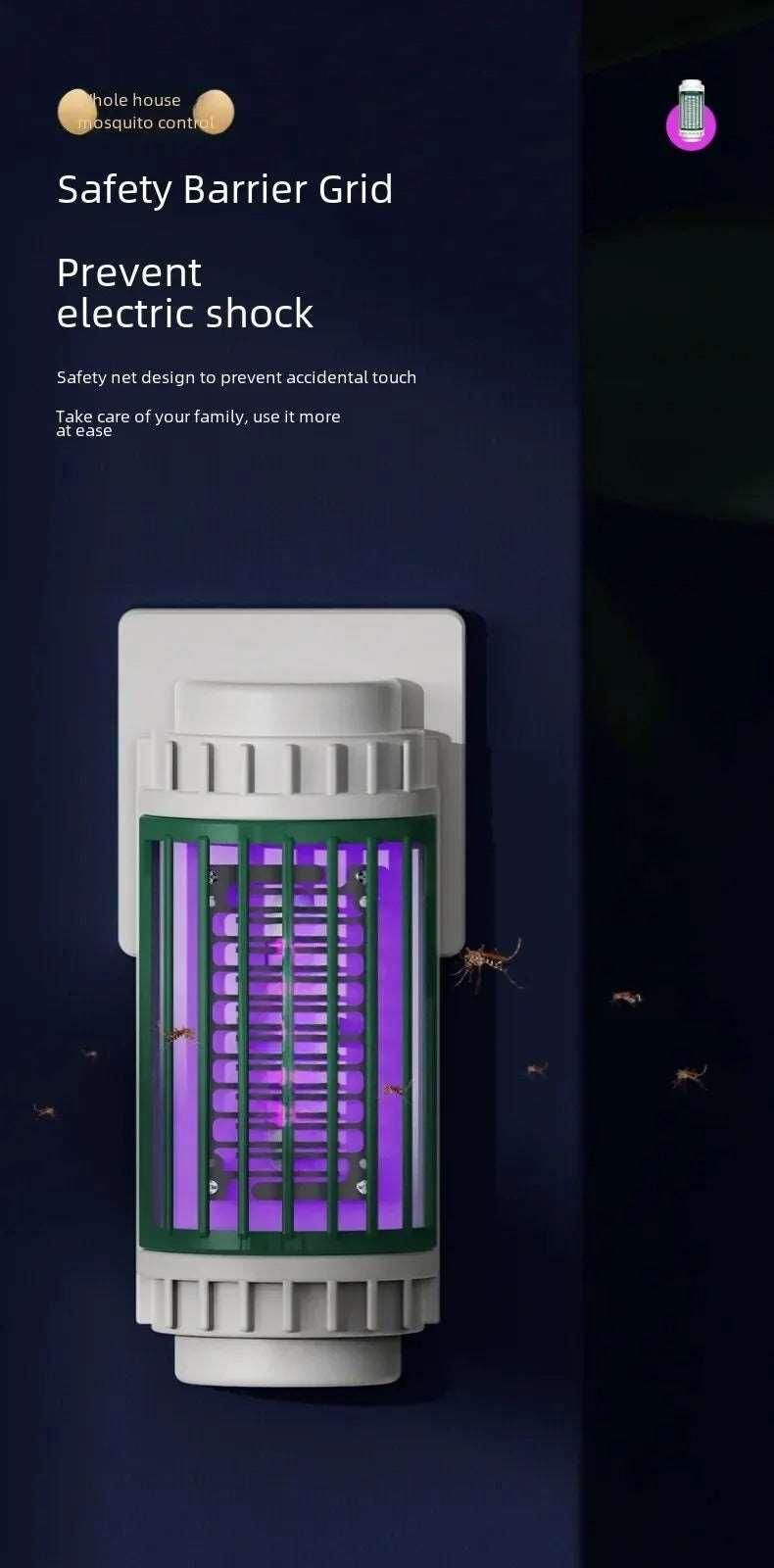  Indoor insect trap with light that attracts & kills mosquitoes. Plugs in, safe for homes with children & pets.