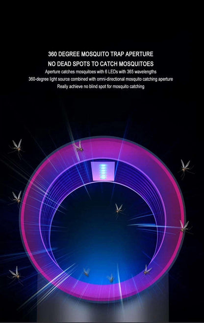  LED lamp attracts & traps mosquitos with light. Kills them safely, zap-free. Safe for homes & bedrooms.