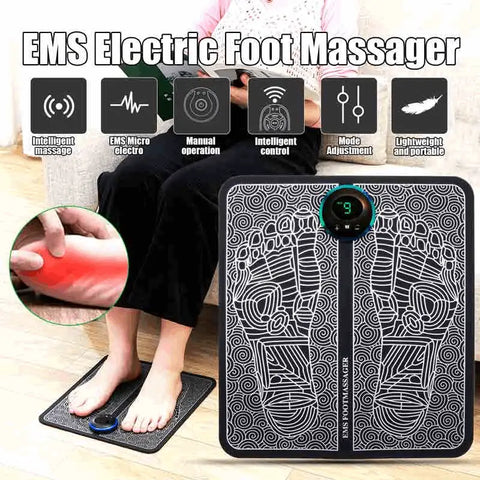 Electric foot massager with pulses to relax muscles, improve circulation & relieve pain. Use at home for tired, achy feet.