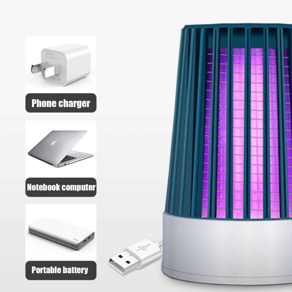  Portable USB lamp attracts & kills bugs with a zap. Safe for indoors. Plug in, unwind, stay bite-free.