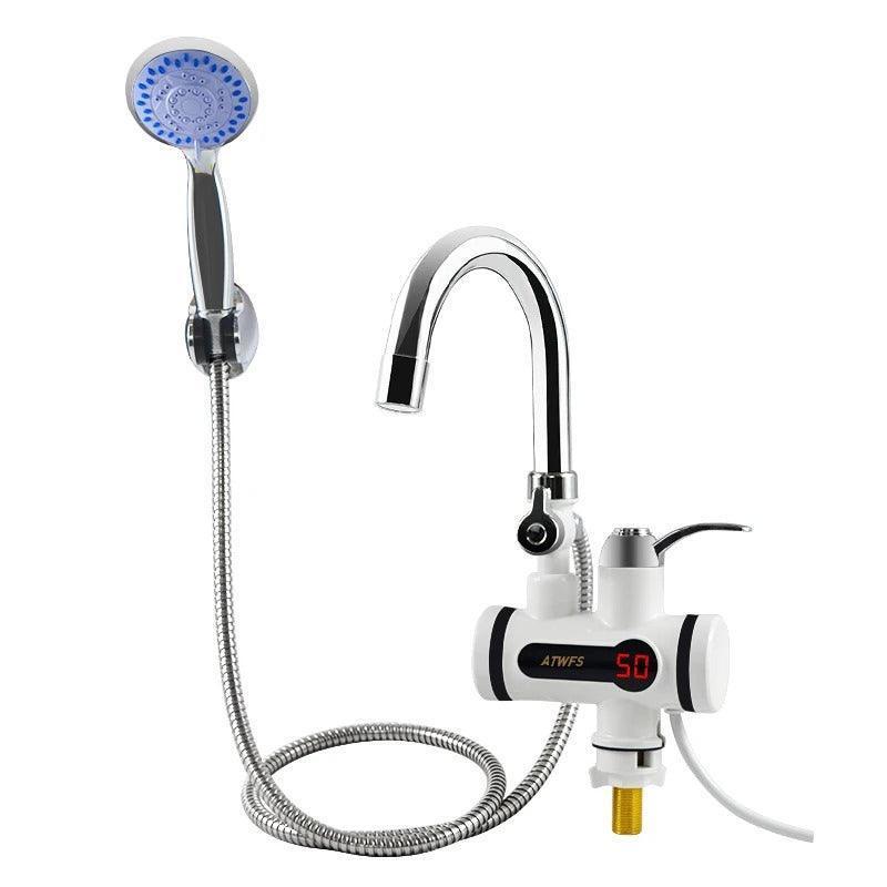  Electric showerhead & faucet heats water on demand. Get hot water instantly in sink or shower. Compact & easy to install.