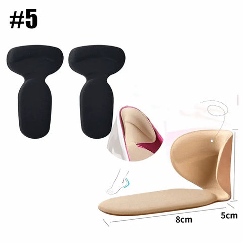 Sticky T-shaped pads for high heels. Stops slipping & adds arch comfort. Fits most shoes. 