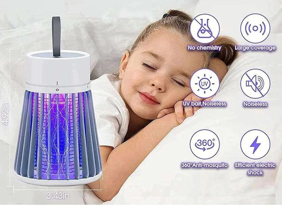Indoor bug zapper lamp attracts & kills mosquitoes with a light. Plug-in & quiet. 