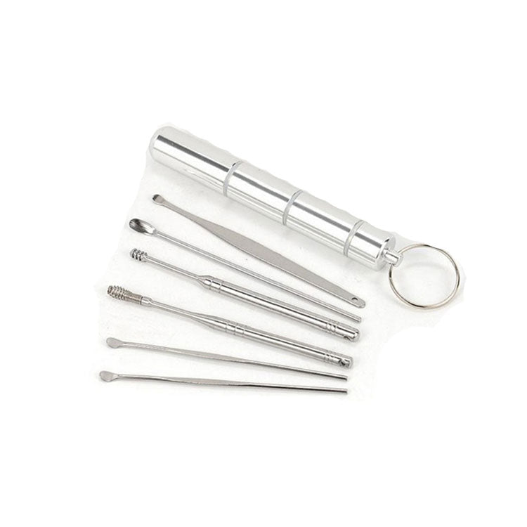 Stainless steel earwax removal kit. 6 tools for safe ear cleaning. Reusable alternative to cotton swabs.