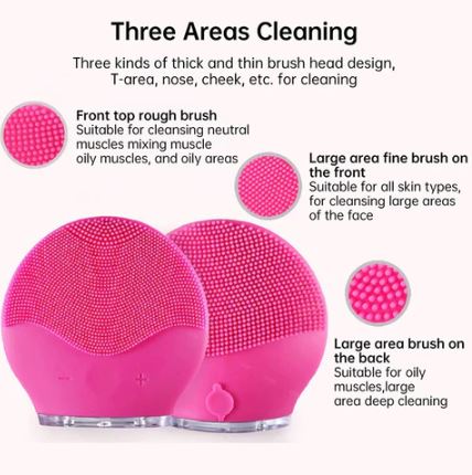 Soft silicone brush gently cleans & massages your face. Works with all skin types for deep cleansing, removing makeup & exfoliation.